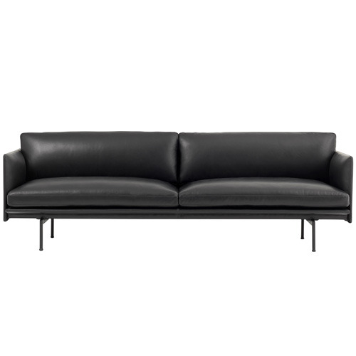 MUUTO DESIGN WEEK 15% OFF Outline Sofa 3-Seater  Refine Leather Black