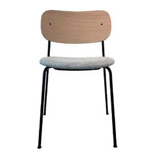 Co Chair Upholstered Seat  Black Steel/Natural Oak/Colline