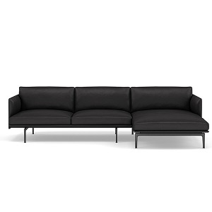 Outline Sofa Chaise Longue  Refine Leather/Black Base