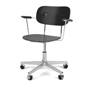 Co Task Chair Veneer With Armrests  Polished Aluminium Base 3 Colors
