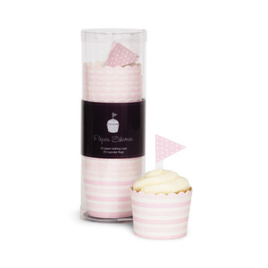 Baking Cup Toppers Pink Blush Stripes