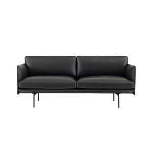Outline Sofa 2-Seater  Refine Leather Black/Black Base