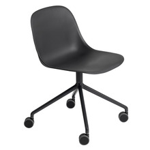 Fiber Side Chair Swivel Base  W.Castors Black