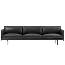 Outline Sofa 3 1/2-Seater/Black Base Refine Leather Black