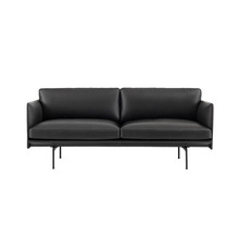 Outline Sofa 2-Seater  Refine Leather Black/Black Base