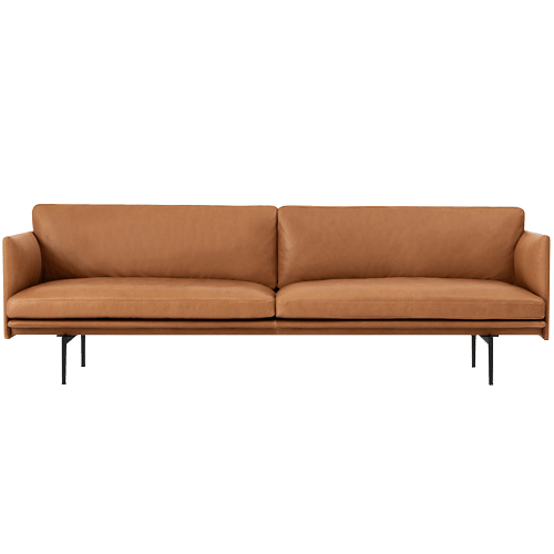 Outline Sofa 3-Seater  Refine Leather Cognac/Black Base