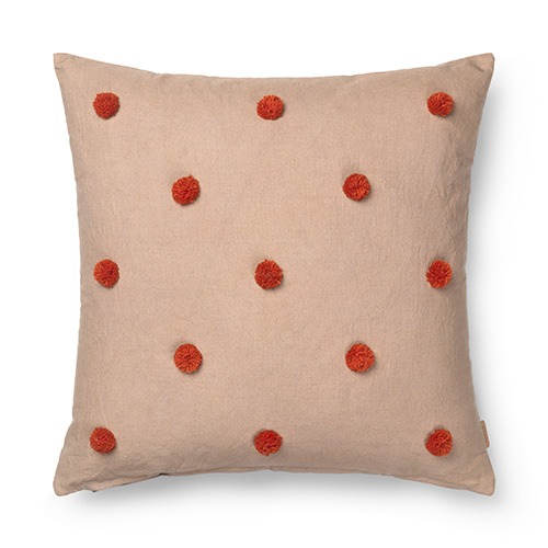 Dot Tufted Cushion Camel/Red