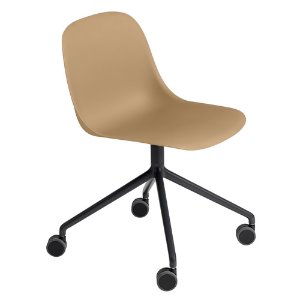 Fiber Side Chair Swivel Base  W.Castors Ochre/Black
