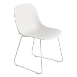 Fiber Side Chair Sled Base  Natural White/White