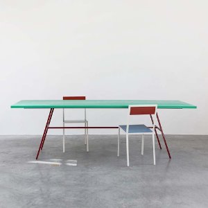 Long Table Green Top/Red Legs