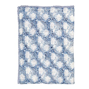 Reversible Quilted Bed Cover Blue Kalam 150x220cm
