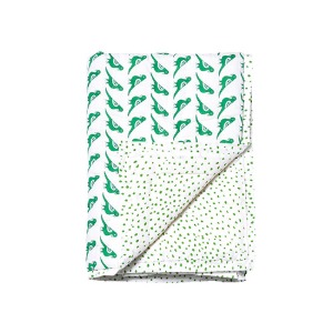 Reversible Quilted Bed Cover Green Birds 115x140cm