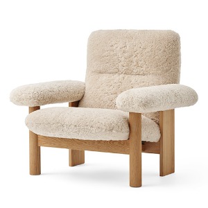 [구매시 Brasilia Ottoman 무료증정 10/1-10/31]Brasilia Lounge Chair Sheepskin Natural/Natural Oak  현 재고