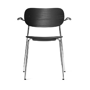 Co Dining Chair With Armrest Chrome Steel/Black Oak