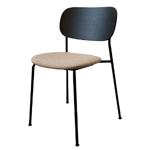 Co Dining Chair Upholstered Seat Black Steel/Black Oak/Bouclé 02 (현재고)