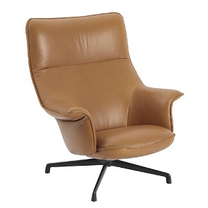 Doze Lounge Chair Swivel Base  Refine Leather Cognac/Anthracite Black