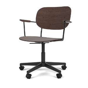 Co Task Chair Veneer With Armrests  Black Aluminium Base 3 Colors