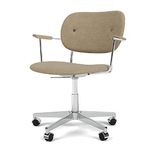 Co Task Chair  With Armrests Polished Aluminium Base Natural Oak/Audo Bouclé 02
