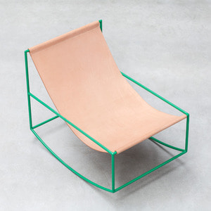 First Rocking Chair  Green Frame/Leather