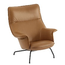 Doze Lounge Chair Tube Base Refine Leather Cognac/Anthracite Black